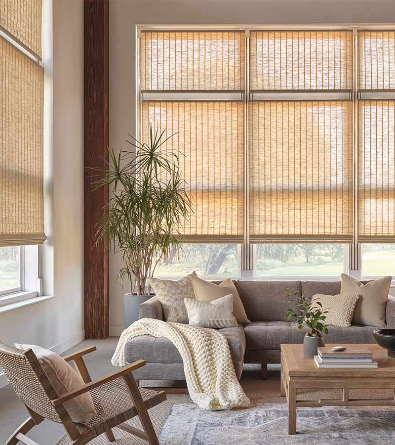 Woven Wood Shades installed in a professionally designed interior